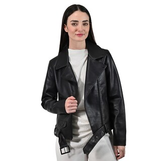 Foto 5 | Chamarra Biker de Piel Sintética Lee Negra para Mujer