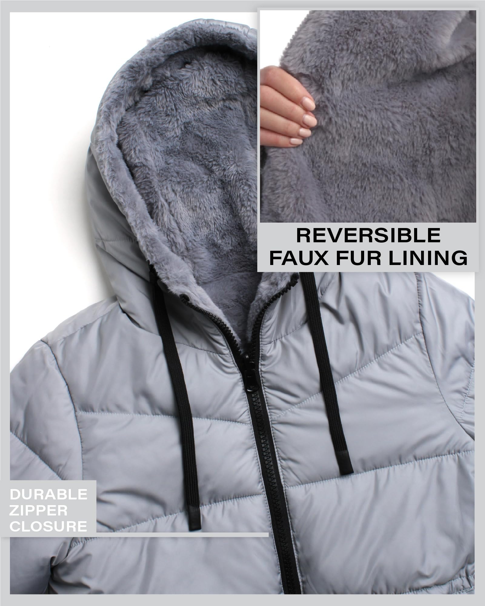 Foto 4 | Chaqueta de Invierno Steve Madden Heavyweight Reversible para Mujer - Venta Internacional