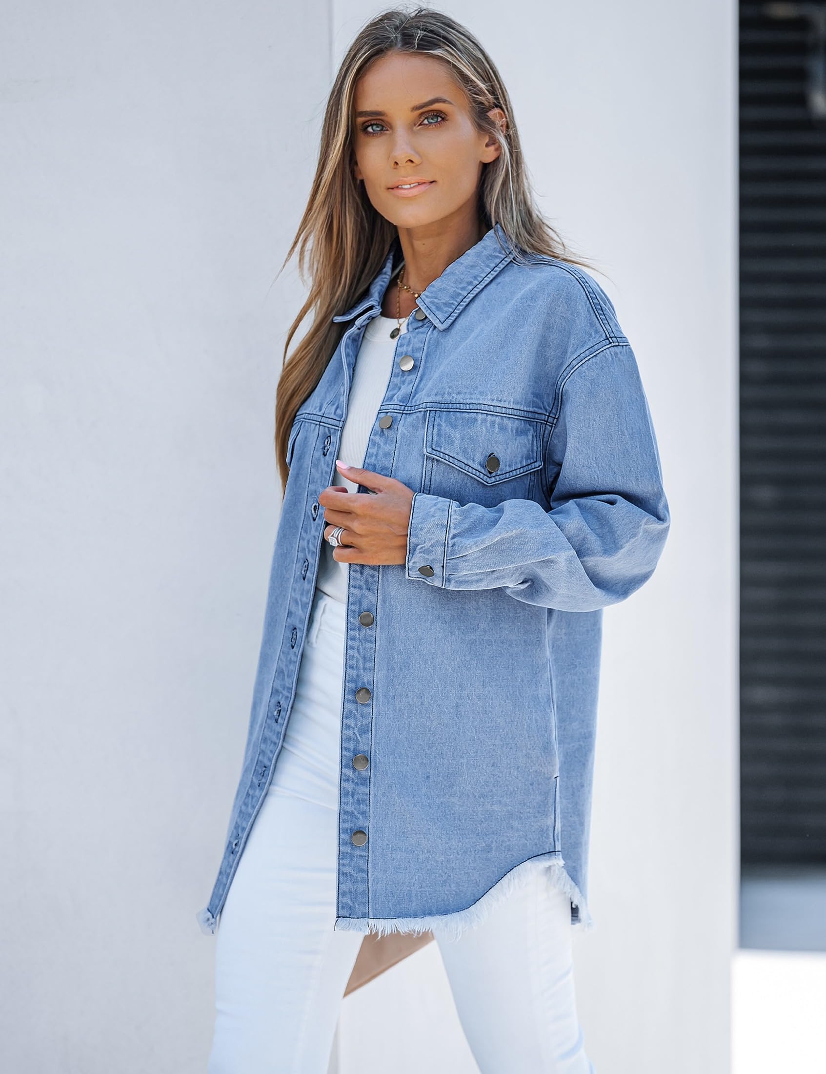 Foto 4 pulgar | Chaqueta Vaquera Luvamia Fashion Para Mujer, Manga Larga, De Gran Tamaño - Venta Internacional.