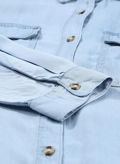 Foto 5 | Camisa Elegante De Mezclilla Con Botones Para Mujer, Manga Larga, Cuello En V - Venta Internacional.