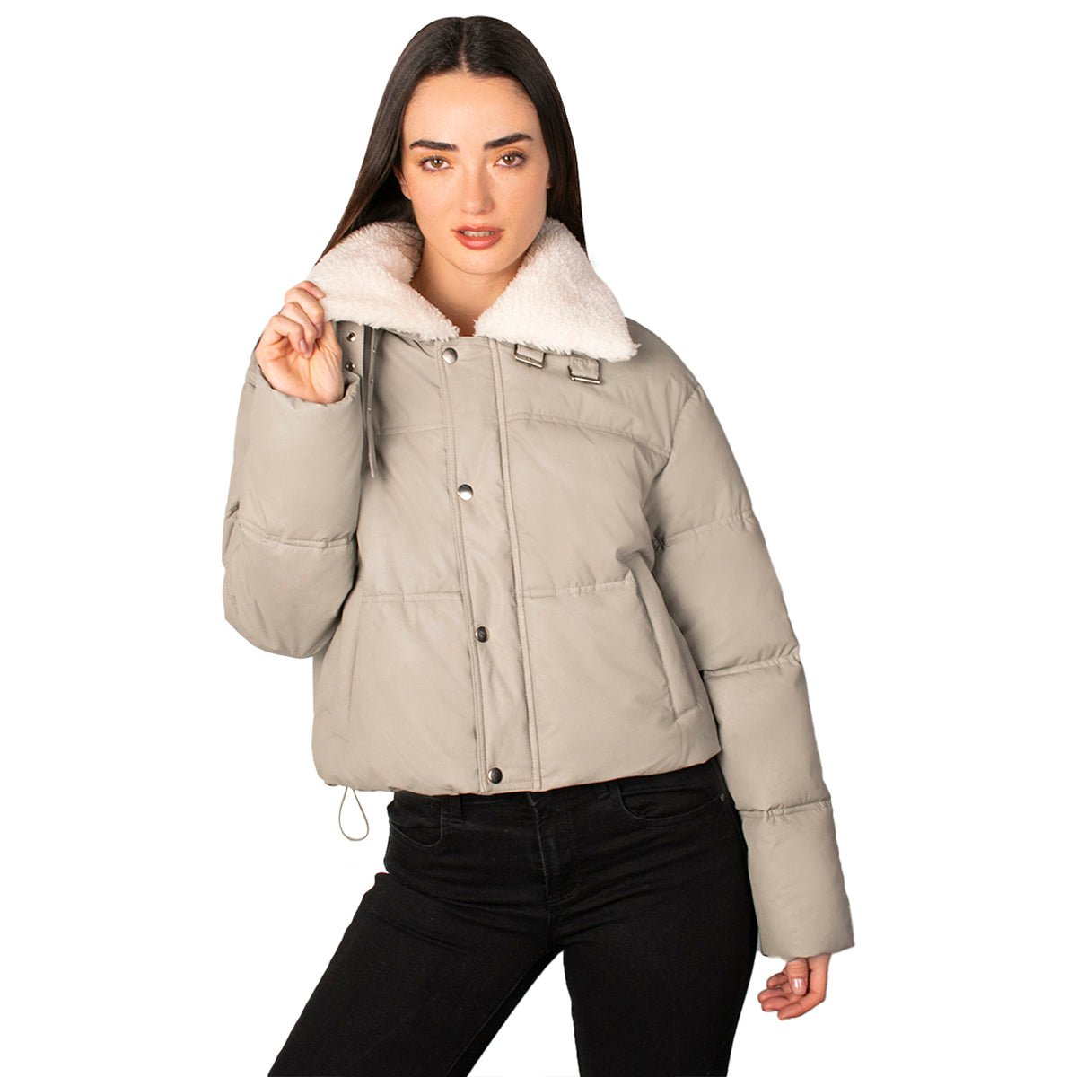 Foto 1 | Chamarra Greenlander Vinil Cuello Peluche Para Mujer