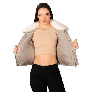 Foto 2 | Chamarra Greenlander Vinil Cuello Peluche Para Mujer