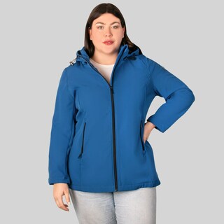 Foto 1 | Chamarra Greenlander Softshell Azul Impermeable Entallada Y Con Capucha Tallas Extra Para Mujer
