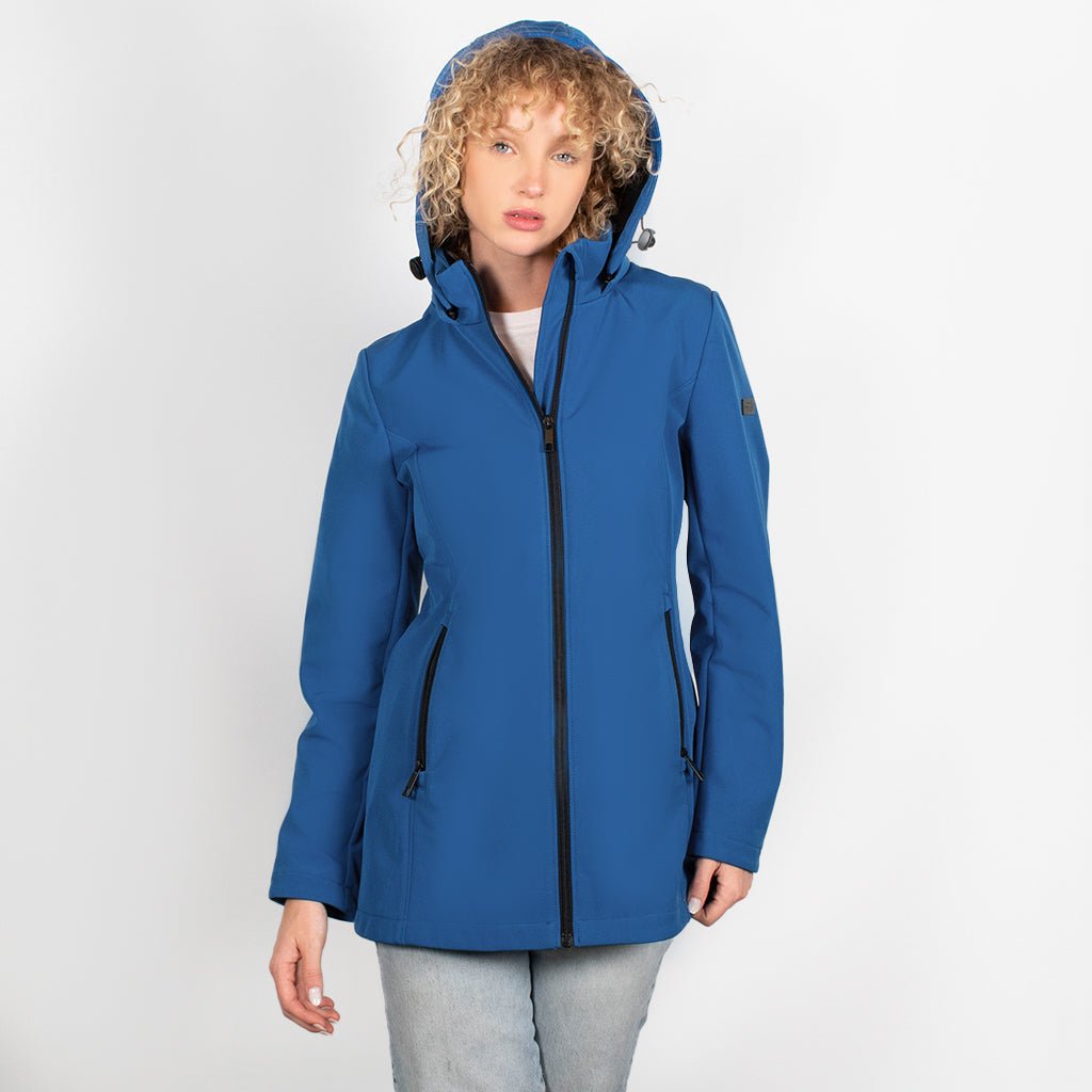 Foto 3 | Chamarra Greenlander Softshell Azul Impermeable Entallada Y Con Capucha Para Mujer