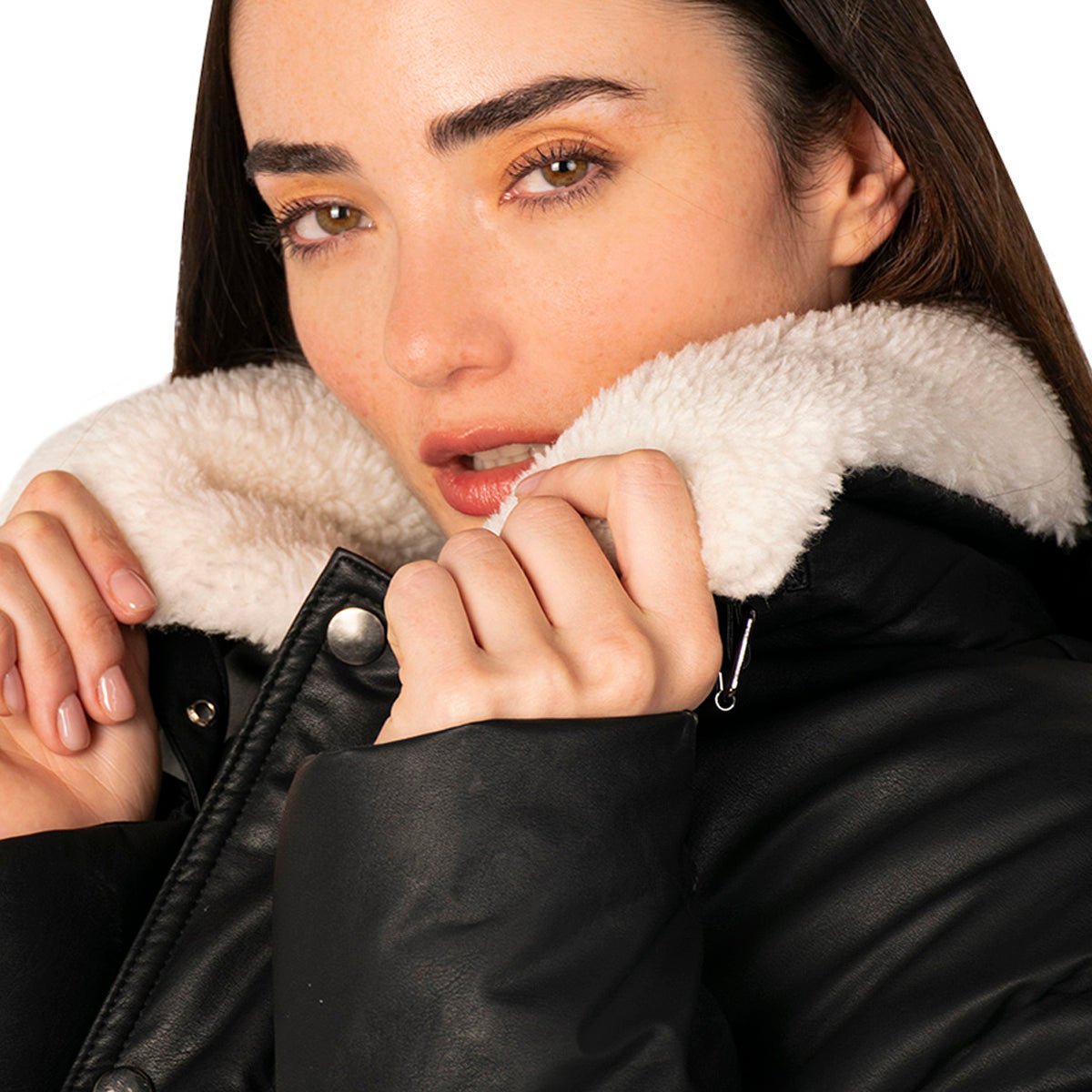 Foto 4 pulgar | Chamarra Greenlander Vinil Cuello Peluche Para Mujer