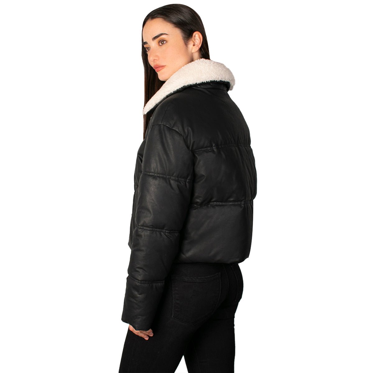 Foto 5 | Chamarra Greenlander Vinil Cuello Peluche Para Mujer