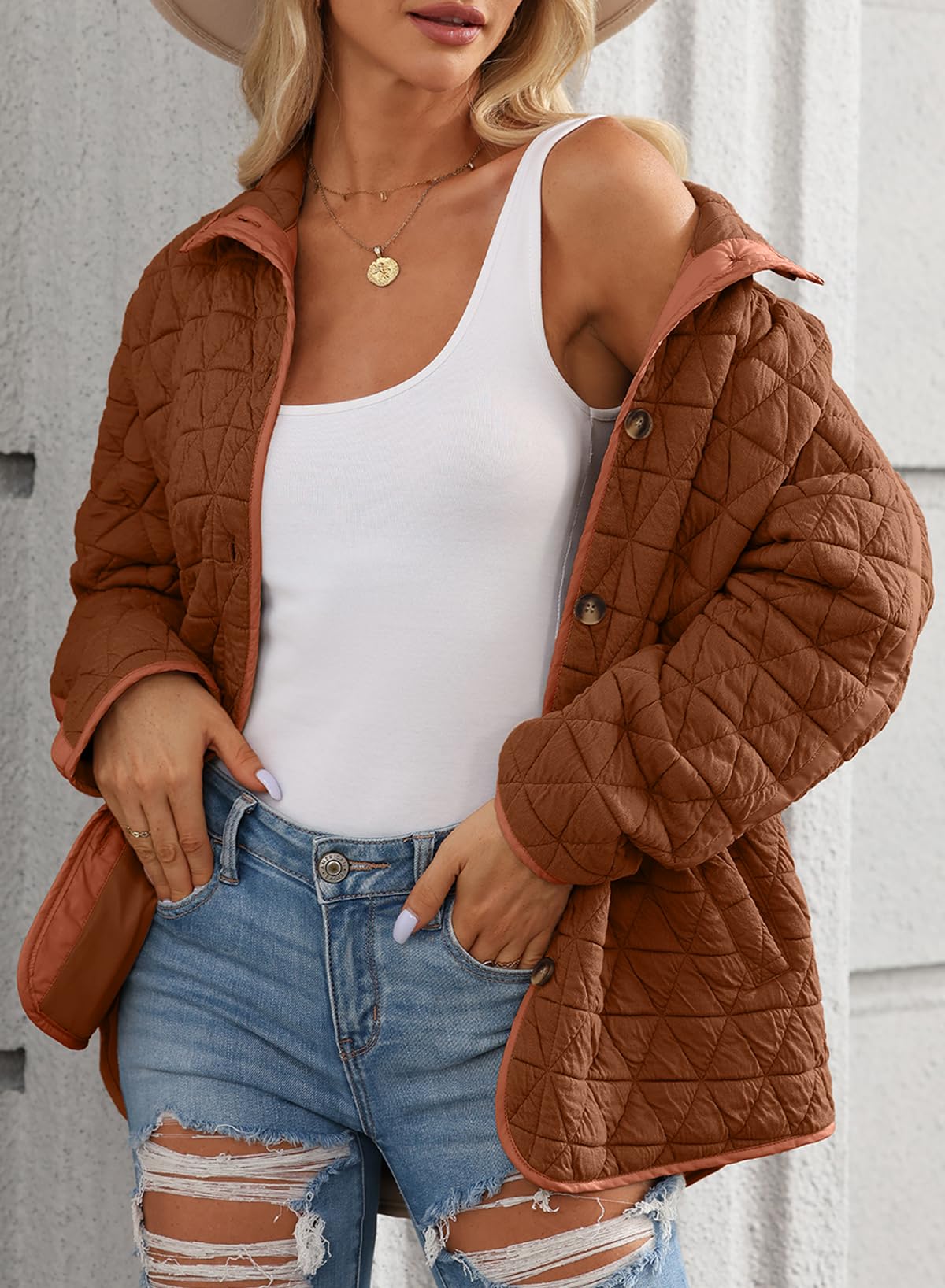 Foto 2 | Chaqueta Acolchada Evaless Puffer Para Mujer, Color Café, Talla Xxl - Venta Internacional.