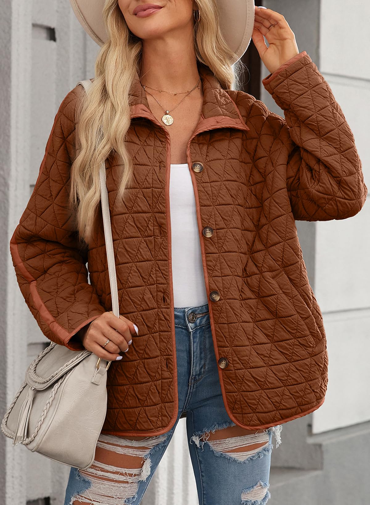 Foto 4 pulgar | Chaqueta Acolchada Evaless Puffer Para Mujer, Color Café, Talla Xxl - Venta Internacional.