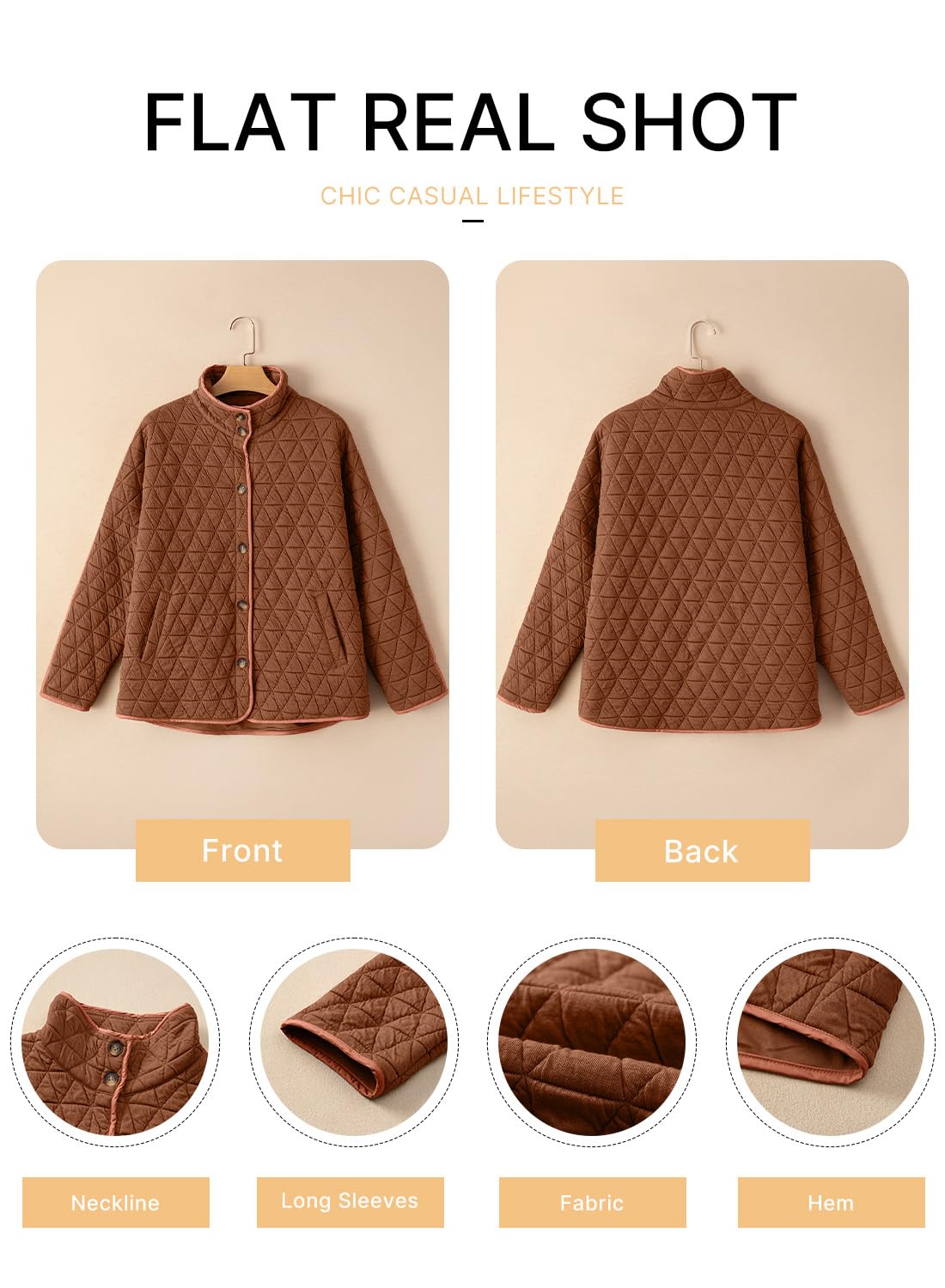 Foto 6 pulgar | Chaqueta Acolchada Evaless Puffer Para Mujer, Color Café, Talla Xxl - Venta Internacional.