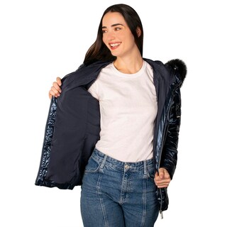 Foto 3 | Chamarra Greenlander Con Gorro Capitonada Para Mujer