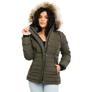 Foto 1 | Chamarra Greenlander Capitonada Con Gorro Desmontable Para Mujer