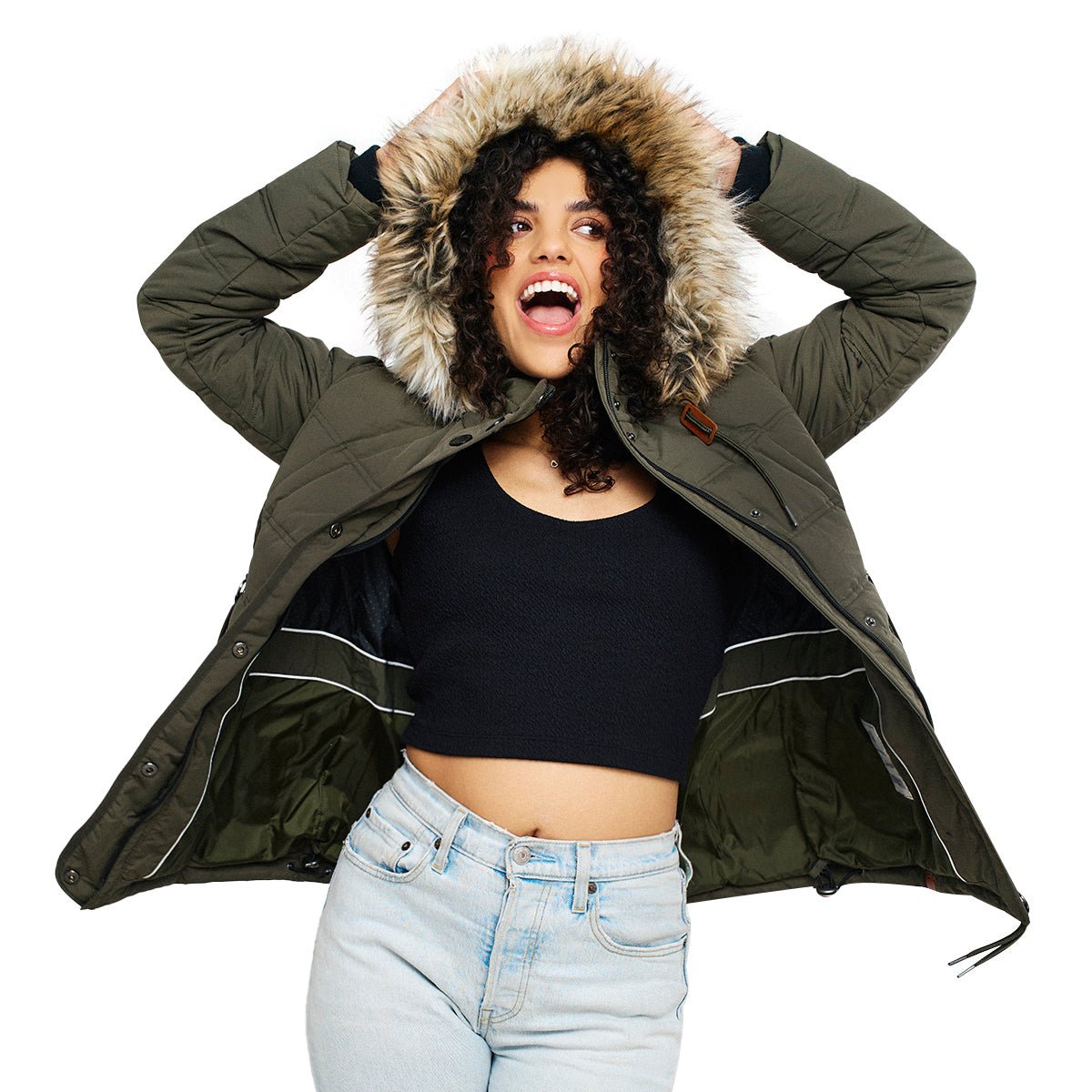 Foto 3 pulgar | Chamarra Greenlander Capitonada Con Gorro Desmontable Para Mujer