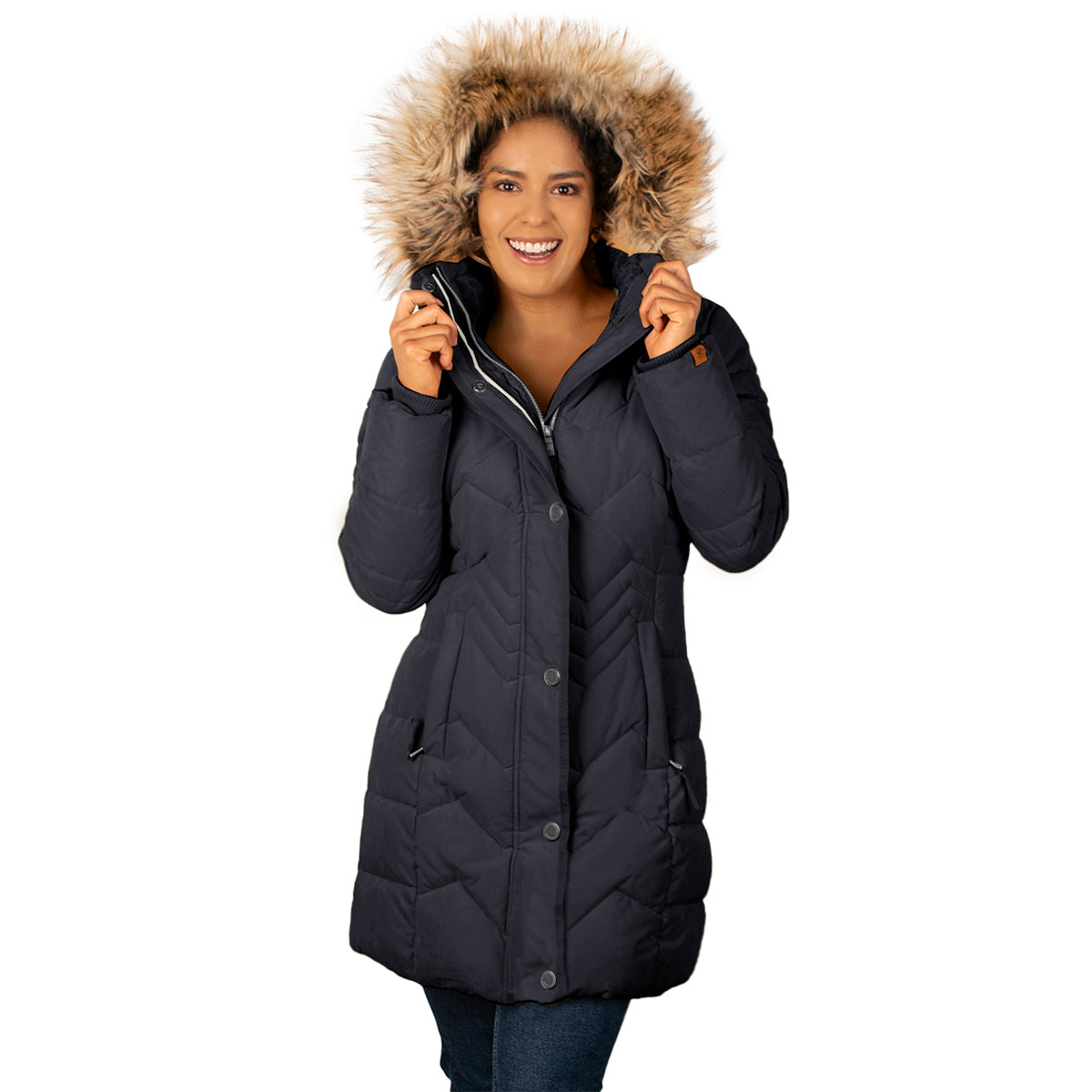 Foto 4 pulgar | Chamarra Greenlander Capitonada Con Gorro Desmontable Larga Para Mujer