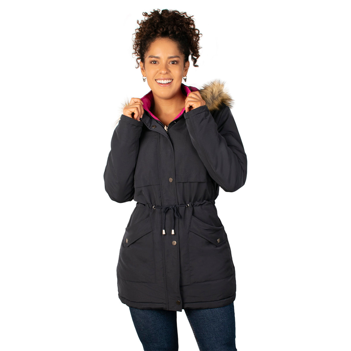 Foto 2 pulgar | Chamarra Greenlander Con Cintura Ajustable Y Gorro De Peluche Doble Vista Para Mujer