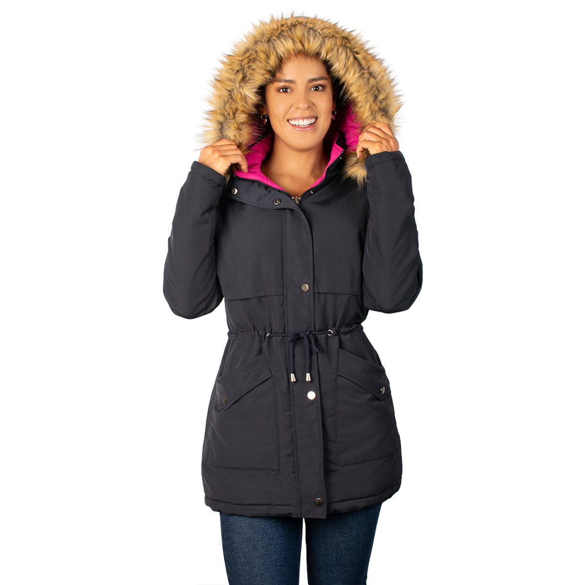 Foto 5 pulgar | Chamarra Greenlander Con Cintura Ajustable Y Gorro De Peluche Doble Vista Para Mujer