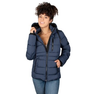 Foto 1 | Chamarra Greenlander Capitonada Gorro Ajustable Azul Marino Para Mujer