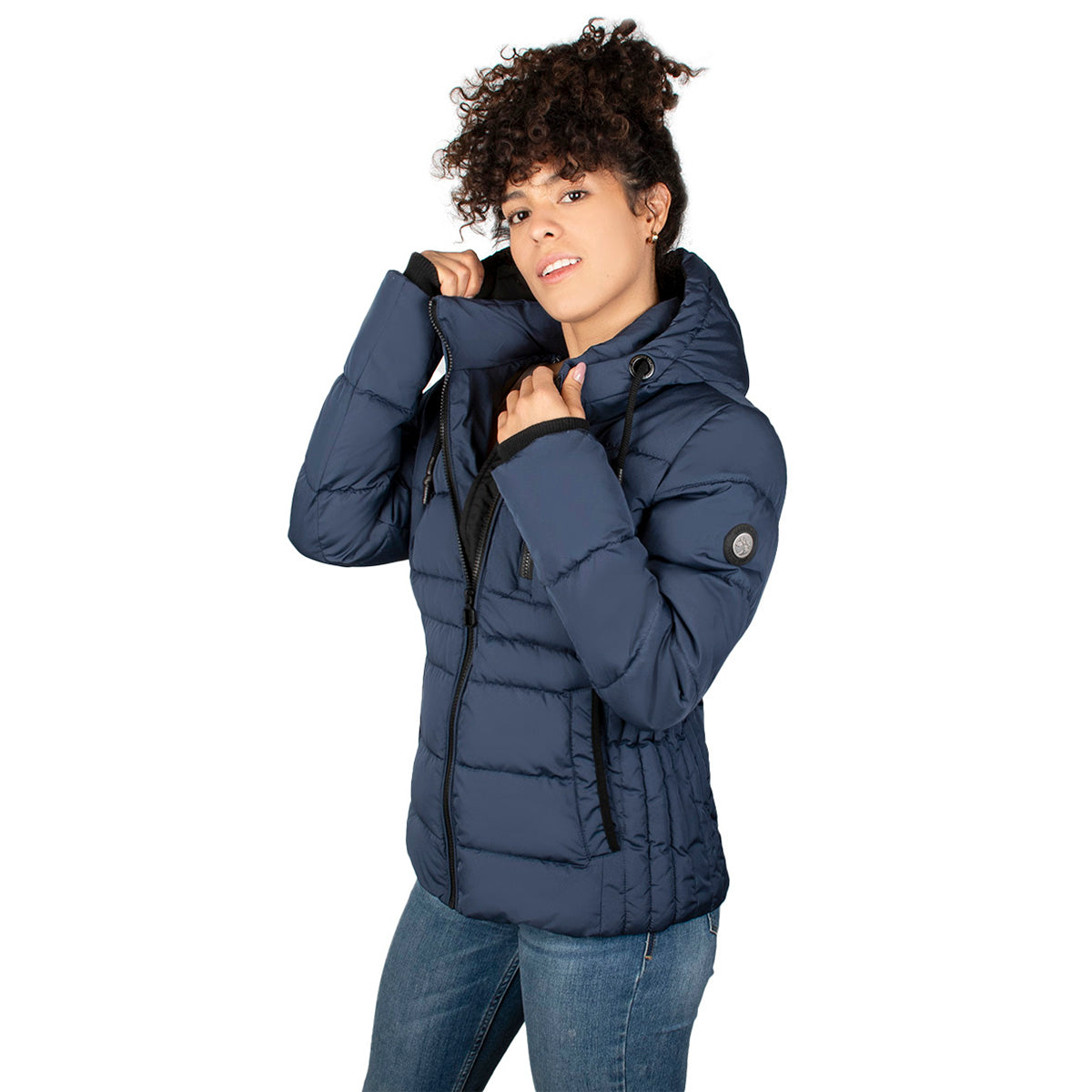 Foto 2 | Chamarra Greenlander Capitonada Gorro Ajustable Azul Marino Para Mujer