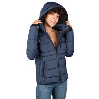 Foto 4 | Chamarra Greenlander Capitonada Gorro Ajustable Azul Marino Para Mujer