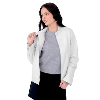 Foto 1 | Chamarra De Vinipiel Para Mujer Blanca