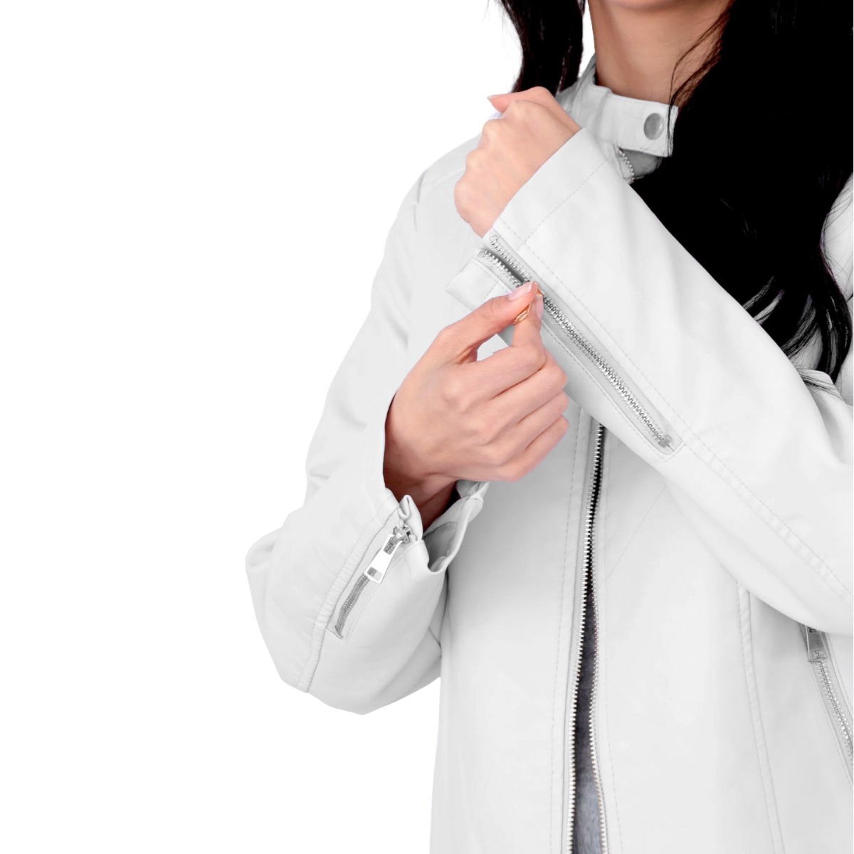 Foto 5 pulgar | Chamarra De Vinipiel Para Mujer Blanca