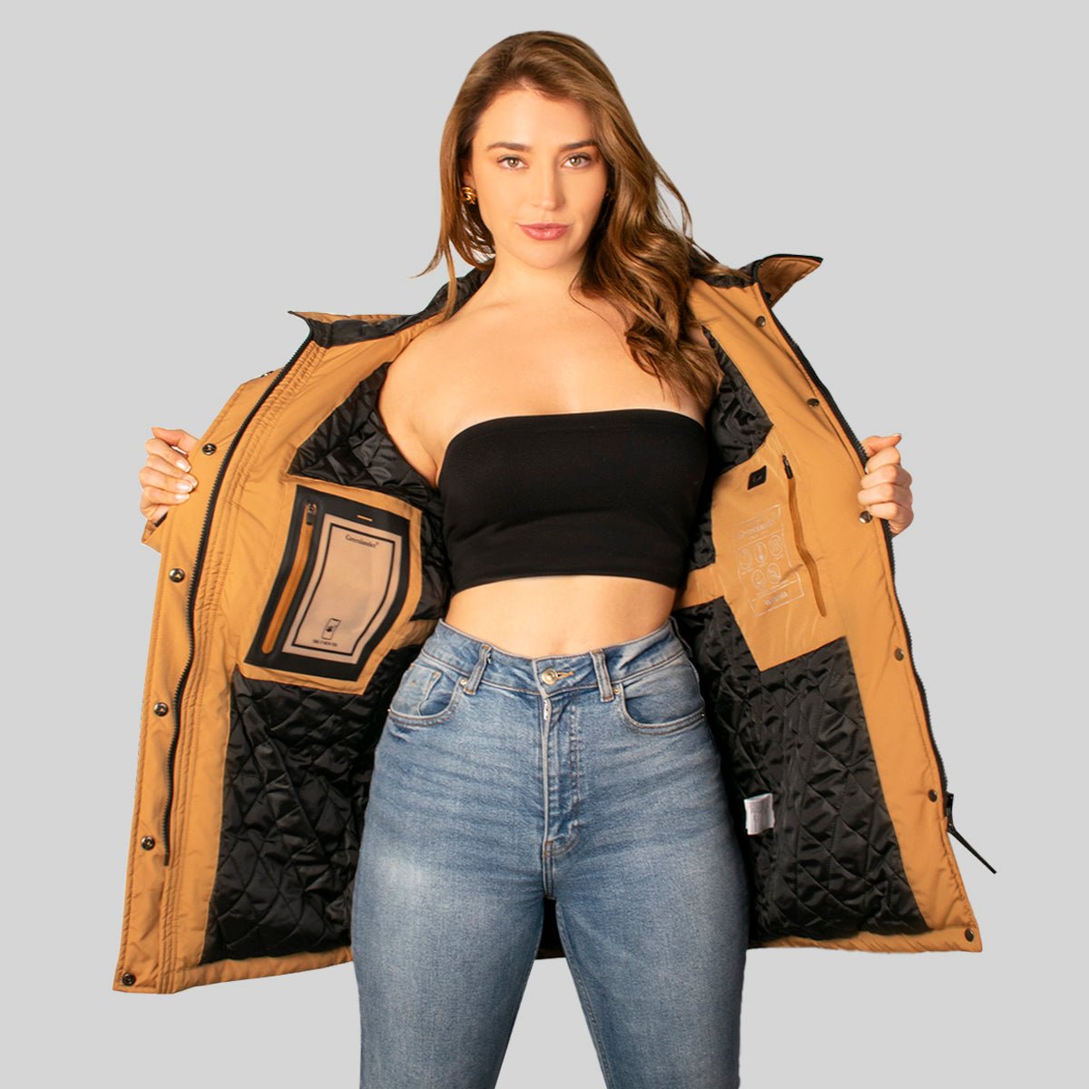 Foto 3 pulgar | Chamarra Greenlander Rompevientos Con Capucha Color Camel Para Mujer