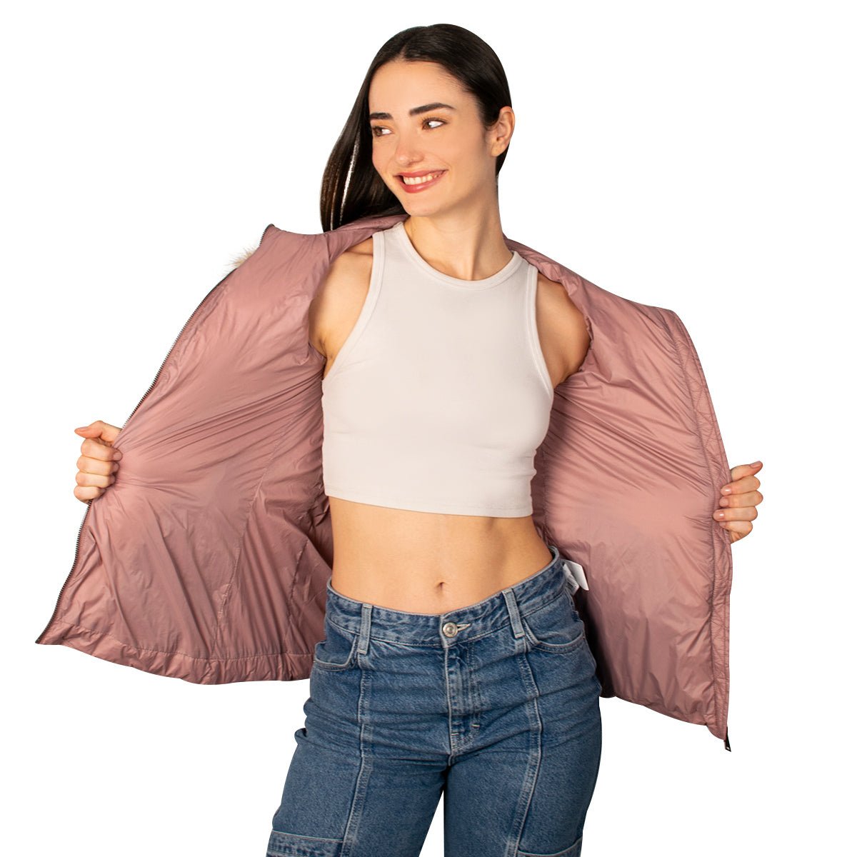Foto 5 | Chamarra Greenlander Capitonada De Pluma Con Cuello Fur Para Mujer