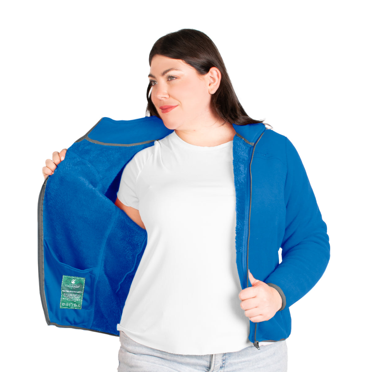Foto 2 | Sudadera Greenlander Eco Fleece Con Fur Tallas Extra Color Azul Claro Para Dama