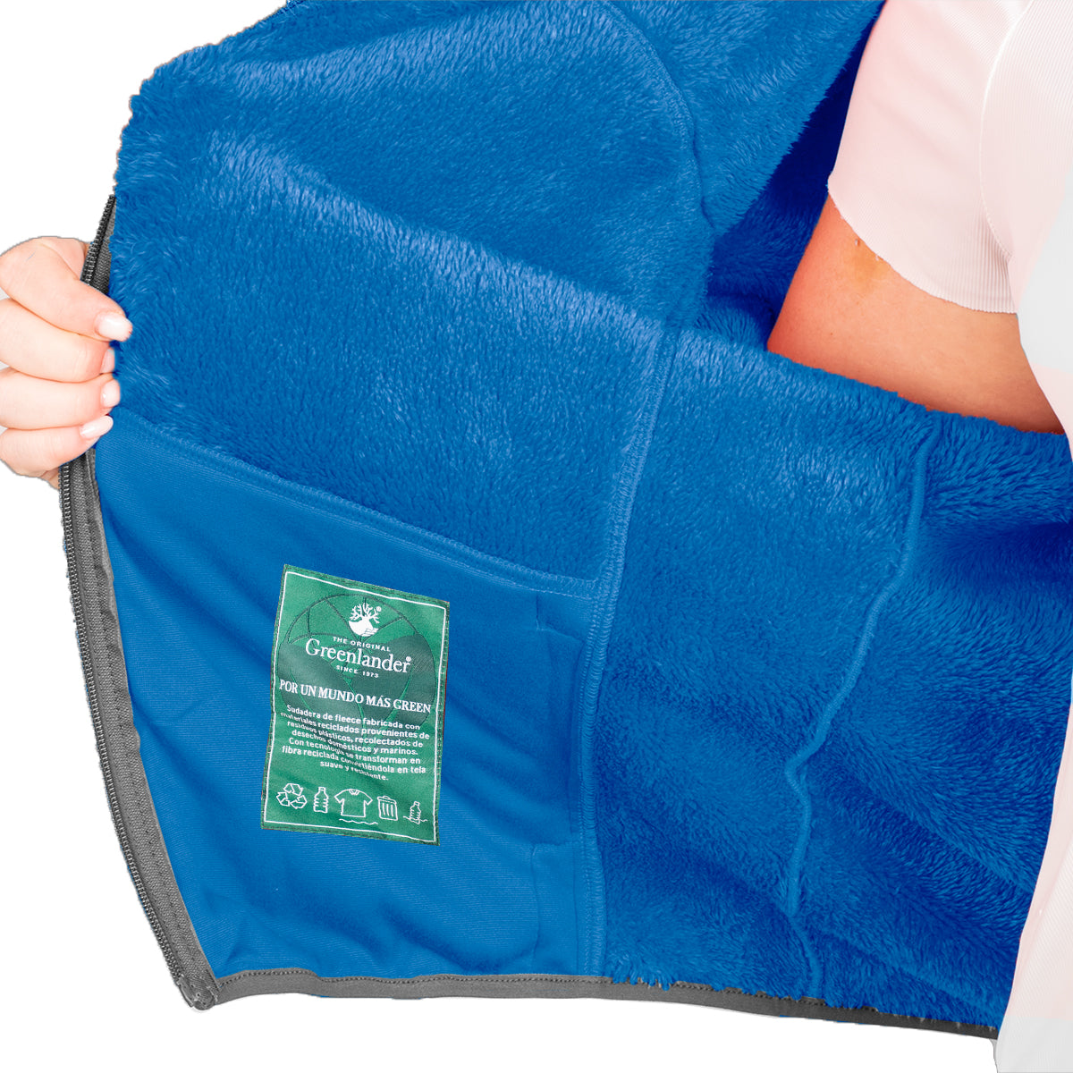 Foto 6 pulgar | Sudadera Greenlander Eco Fleece Con Fur Tallas Extra Color Azul Claro Para Dama