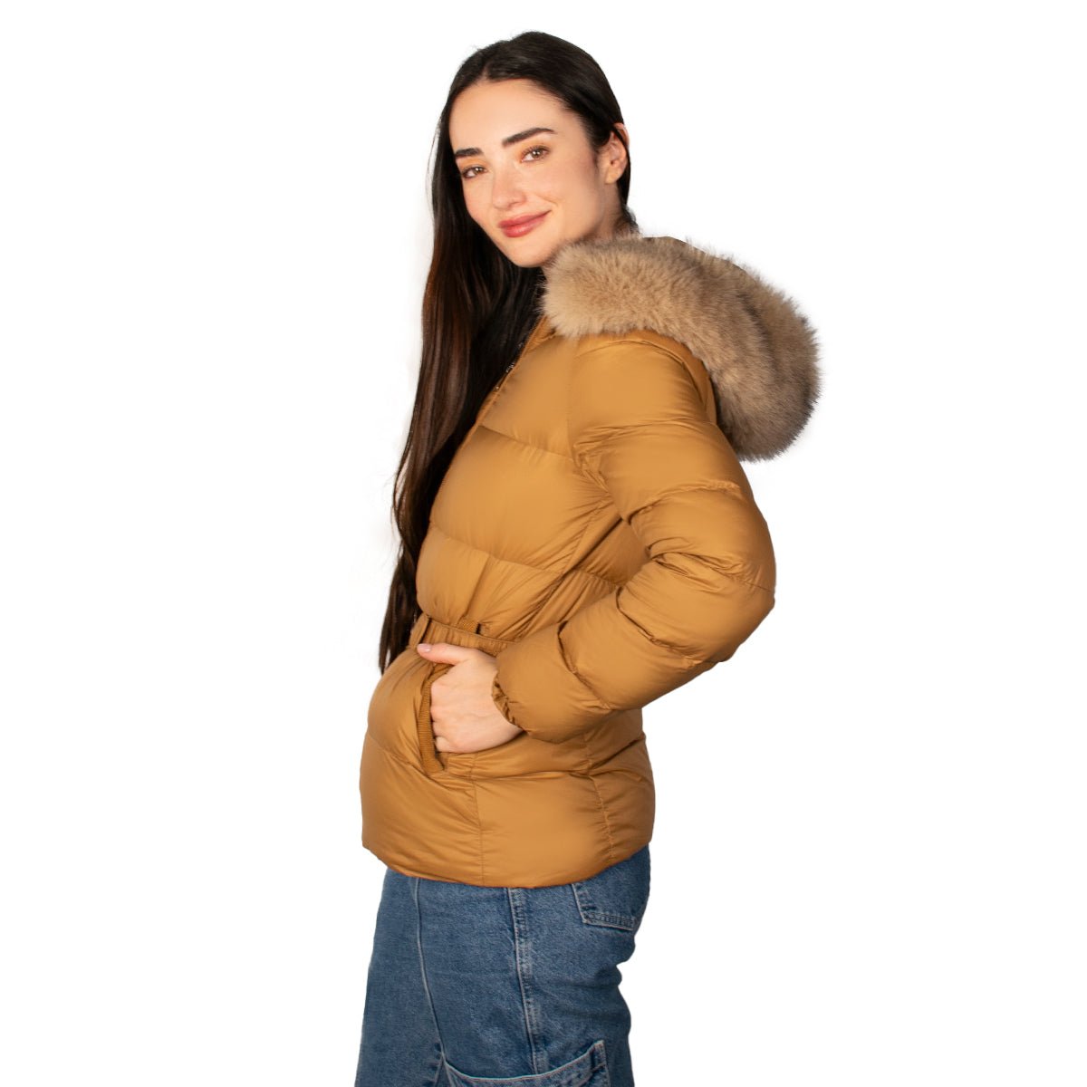 Foto 3 pulgar | Chamarra Greenlander Capitonada De Pluma Con Cuello Fur Para Mujer