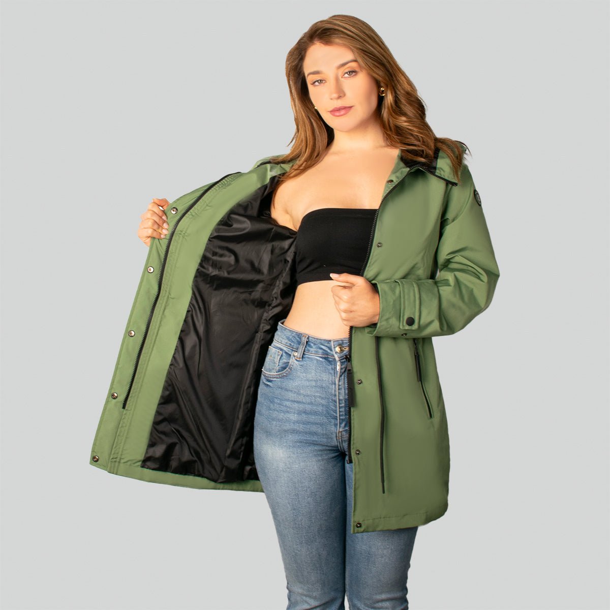 Foto 3 pulgar | Chamarra Greenlander Rompevientos Con Gorro Fijo Para Mujer
