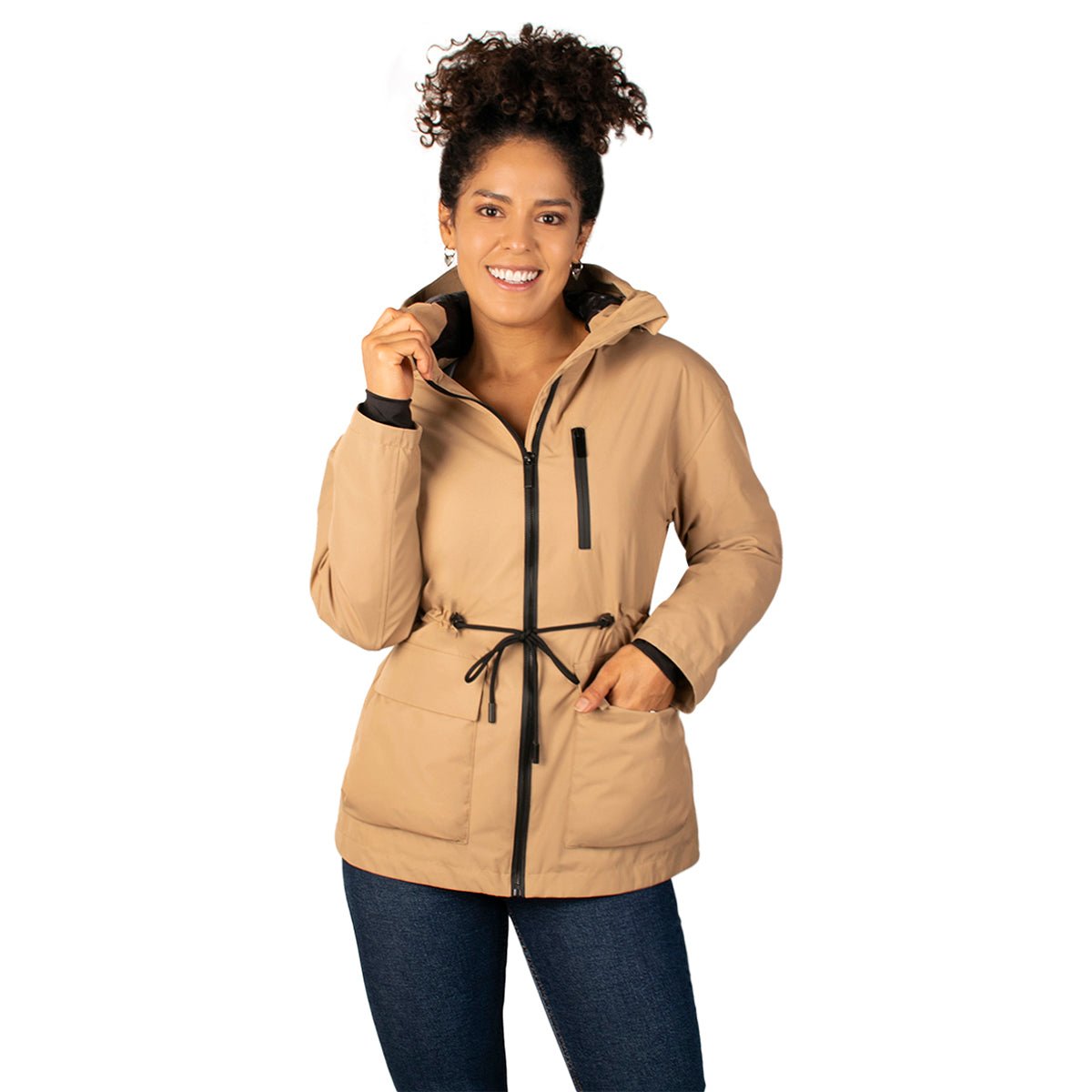 Foto 2 pulgar | Chamarra Greenlander De Pluma Con Gorro Color Camel Para Mujer