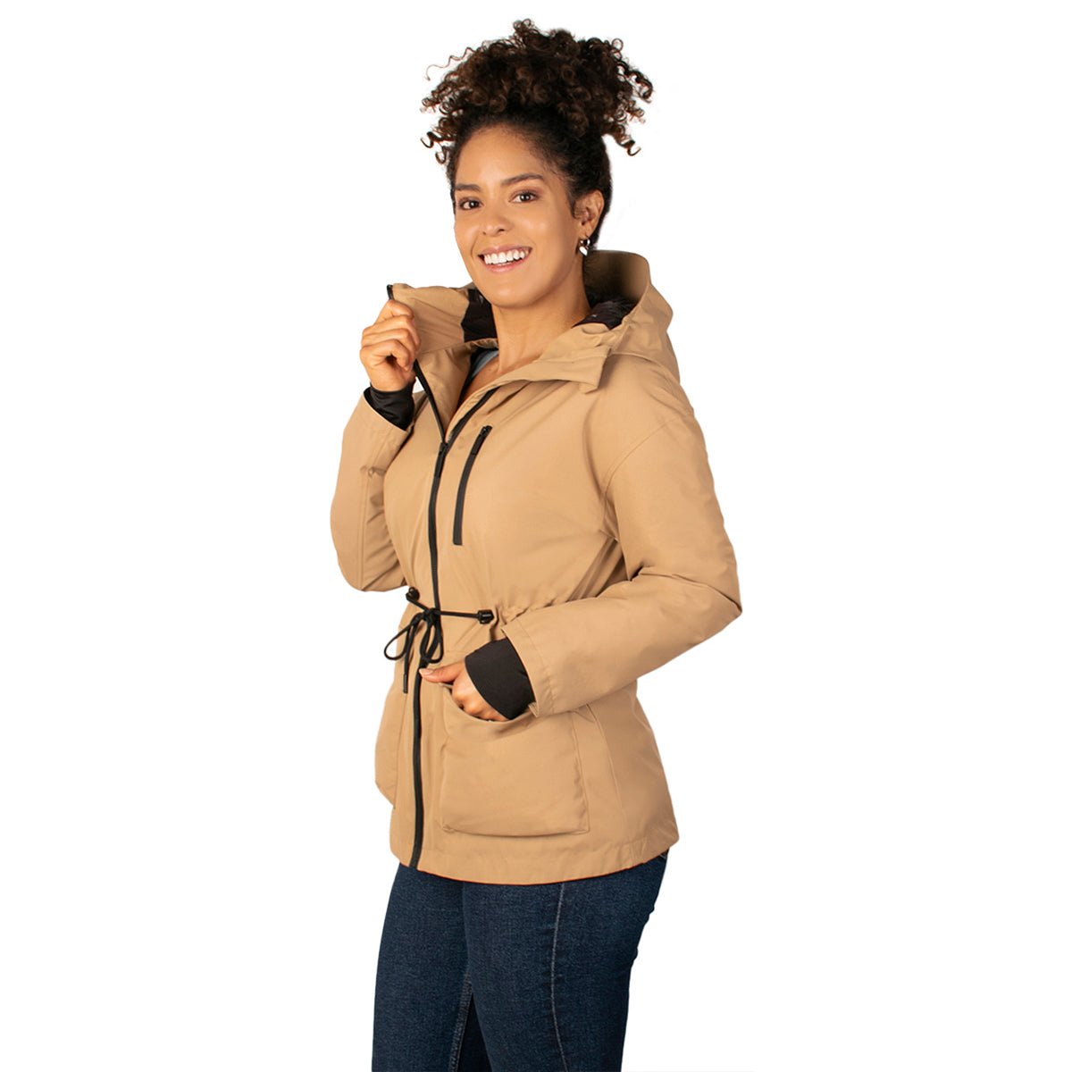 Foto 3 pulgar | Chamarra Greenlander De Pluma Con Gorro Color Camel Para Mujer