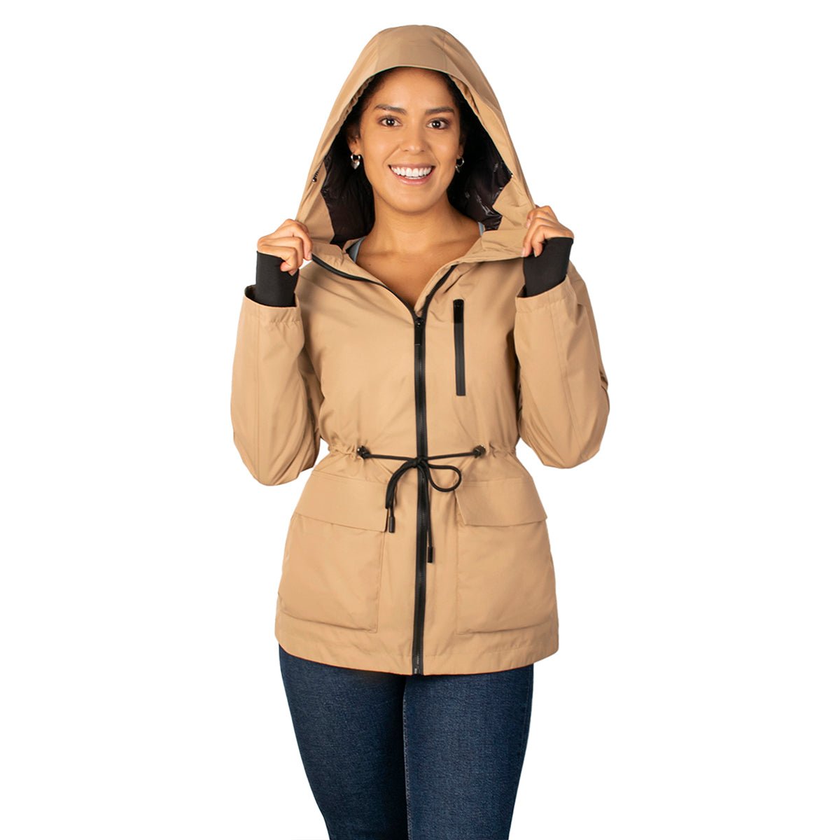 Foto 5 pulgar | Chamarra Greenlander De Pluma Con Gorro Color Camel Para Mujer