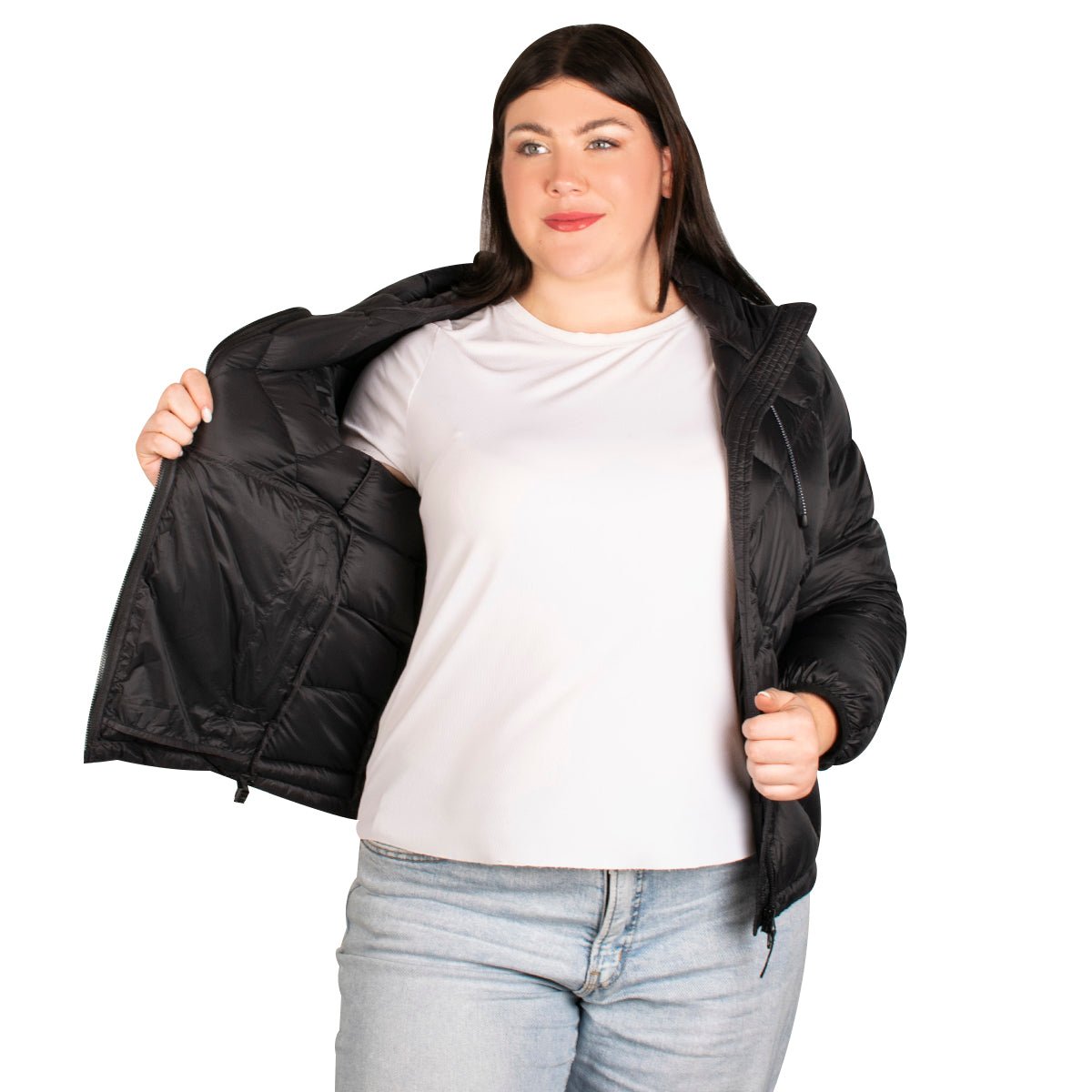 Foto 3 pulgar | Chamarra Greenlander Capitonada Con Gorro Tallas Extra Para Mujer