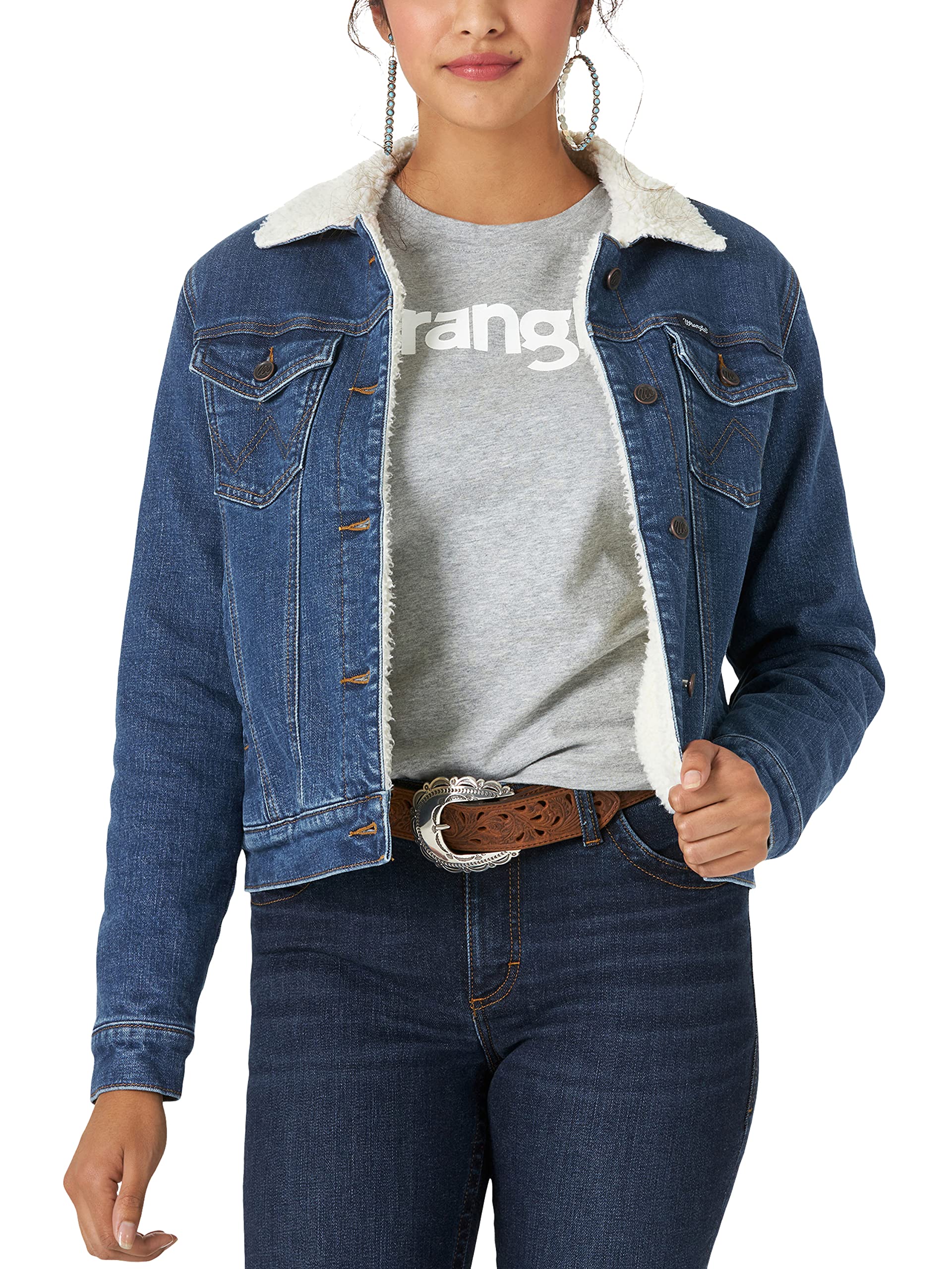 Foto 2 pulgar | Chaqueta Wrangler De Mezclilla Retro Con Forro Sherpa Para Mujer, Xxl - Venta Internacional.