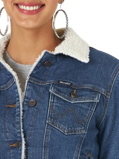 Foto 2 | Chaqueta Wrangler De Mezclilla Retro Con Forro Sherpa Para Mujer, Xxl - Venta Internacional.