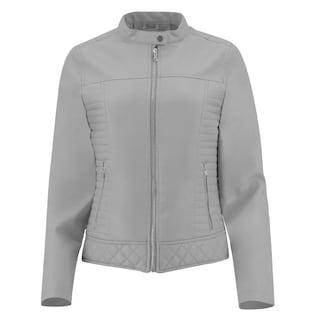 Foto 3 | Chamarra De Vinipiel Para Mujer Gris