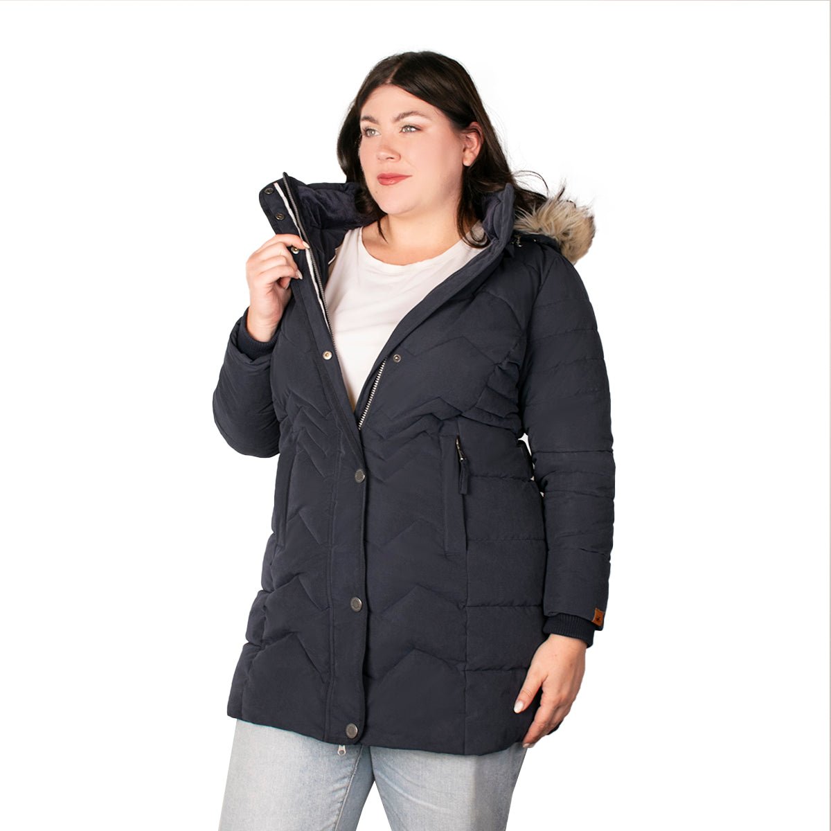 Foto 2 pulgar | Chamarra Greenlander Capitonada Con Gorro Desmontable Tallas Extra Para Mujer