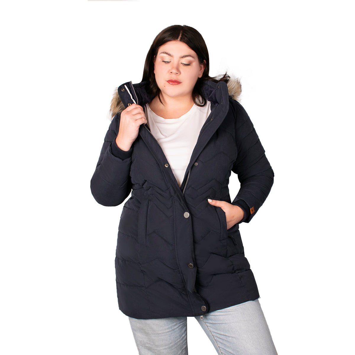 Foto 6 pulgar | Chamarra Greenlander Capitonada Con Gorro Desmontable Tallas Extra Para Mujer