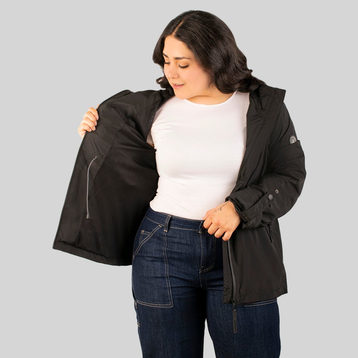 Foto 2 | Chamarra Greenlander Rompevientos Con Gorro Tallas Extra Para Mujer