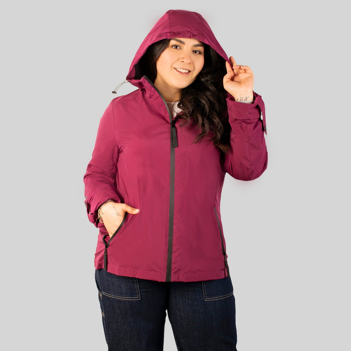 Foto 7 pulgar | Chamarra Greenlander Rompevientos Con Gorro Tallas Extra Para Mujer