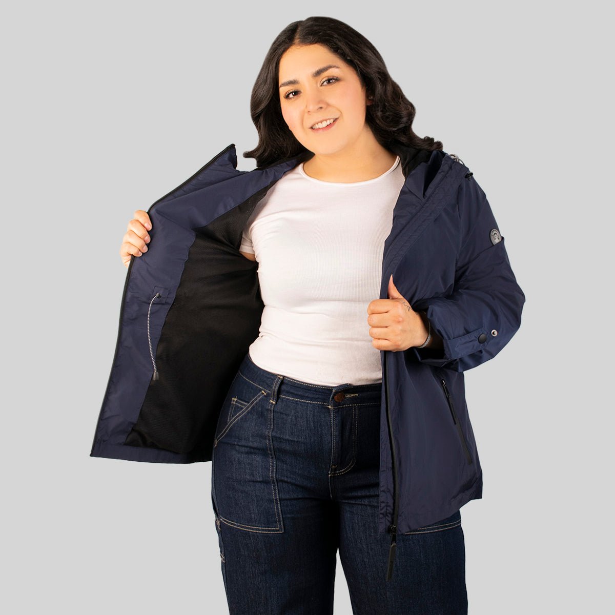 Foto 3 pulgar | Chamarra Greenlander Rompevientos Con Gorro Tallas Extra Para Mujer