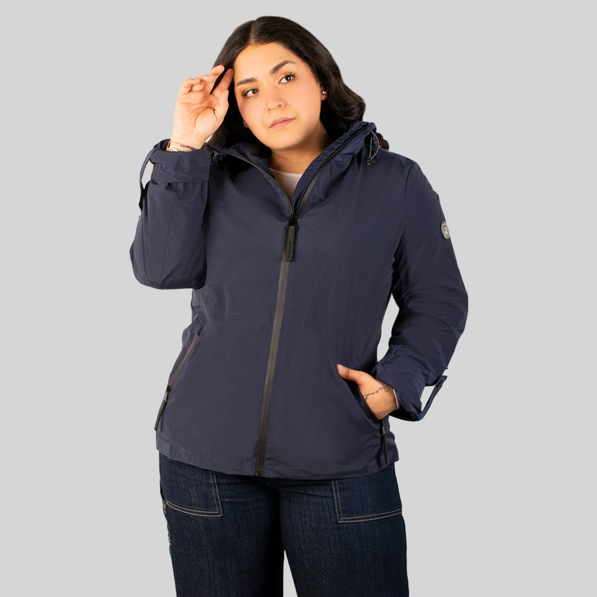 Foto 5 pulgar | Chamarra Greenlander Rompevientos Con Gorro Tallas Extra Para Mujer
