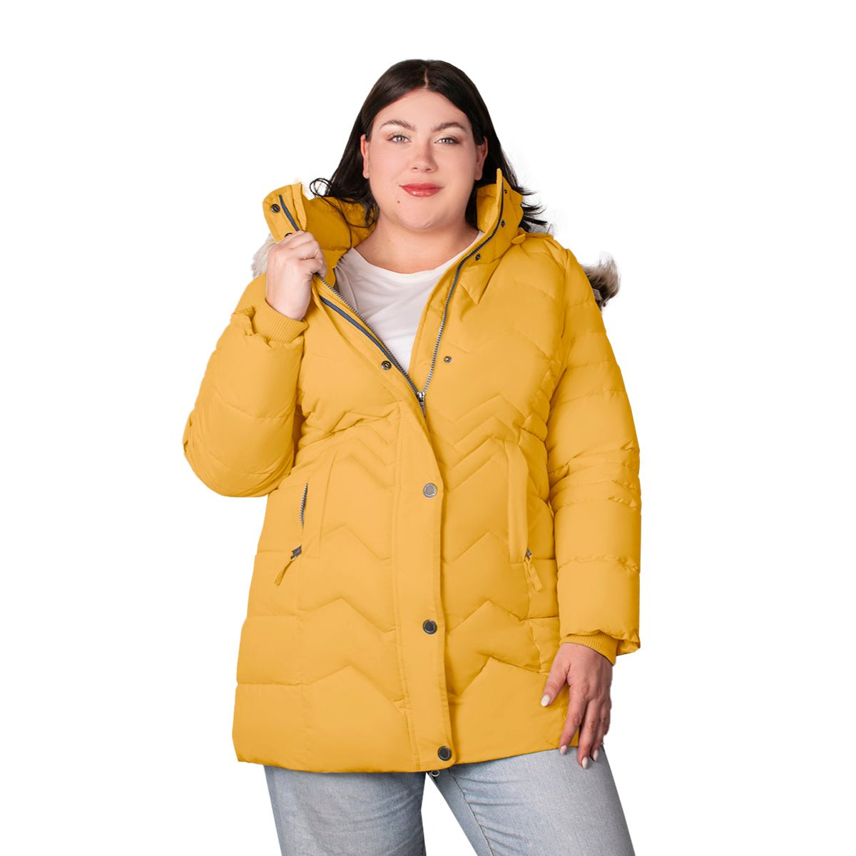 Foto 2 pulgar | Chamarra Greenlander Capitonada Con Gorro Desmontable Tallas Extra Para Mujer