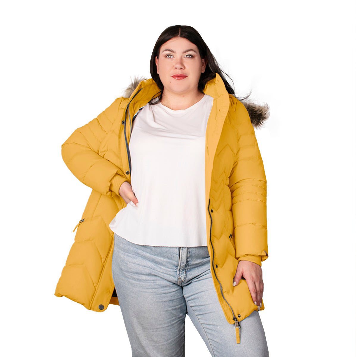 Foto 3 pulgar | Chamarra Greenlander Capitonada Con Gorro Desmontable Tallas Extra Para Mujer
