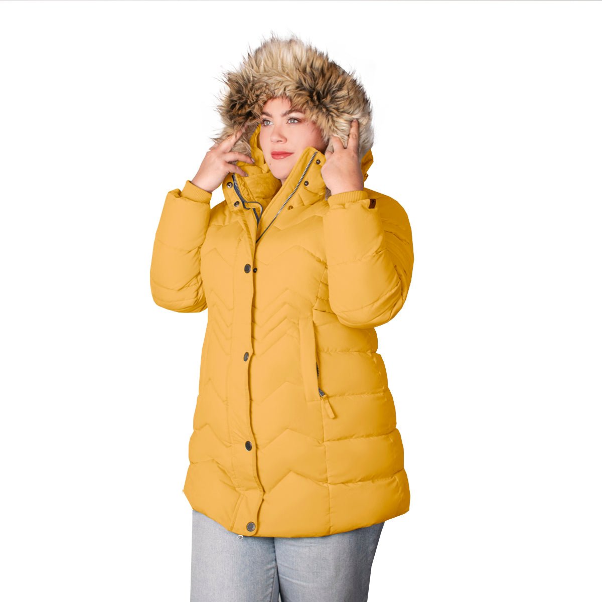 Foto 5 pulgar | Chamarra Greenlander Capitonada Con Gorro Desmontable Tallas Extra Para Mujer