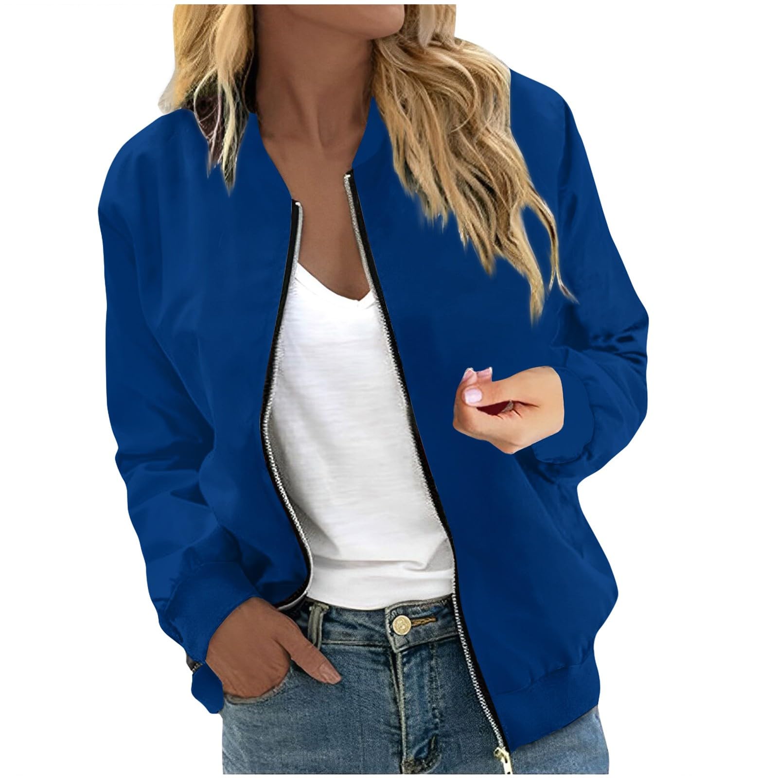 Foto 1 | Chaqueta Cotecram Bomber Para Mujer, Ligera, Para Invierno, Azul, Xl - Venta Internacional.