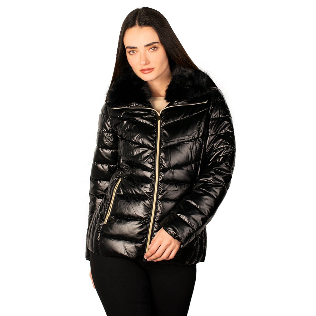 Foto 1 | Chamarra Greenlander Capitonada Brillante Cuello Alto Para Mujer