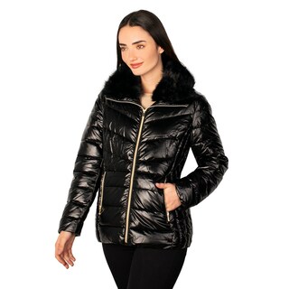Foto 3 | Chamarra Greenlander Capitonada Brillante Cuello Alto Para Mujer
