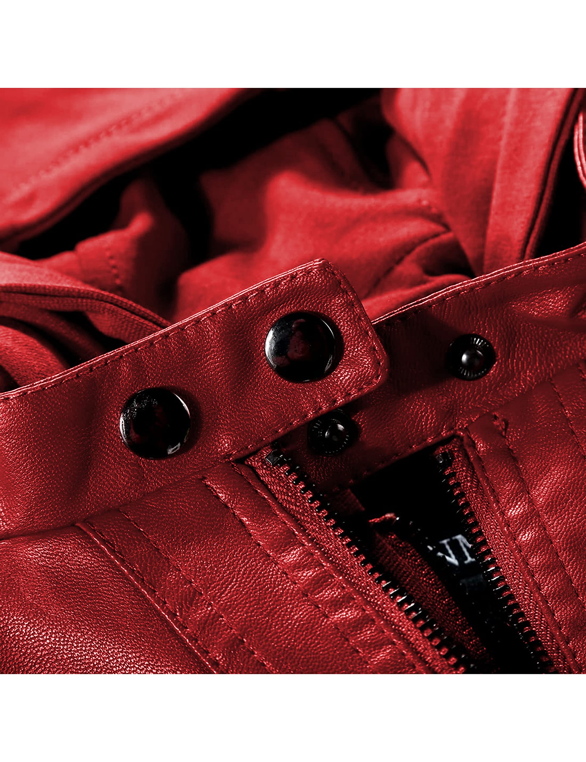Foto 6 pulgar | Chaqueta Tanming De Piel Sintética Con Capucha Extraíble Para Mujer, Color Rojo - Venta Internacional.